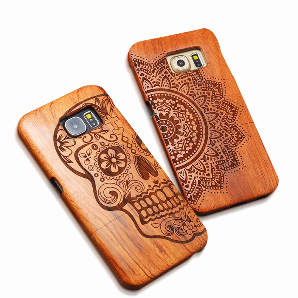 Natural Wood Case For iPhone X 8 7 6 6s Plus SE 5s Samsung Galaxy S6 S7 edge S8 S9 Plus Note 8 7 5 Genuine Carving Wooden Cover