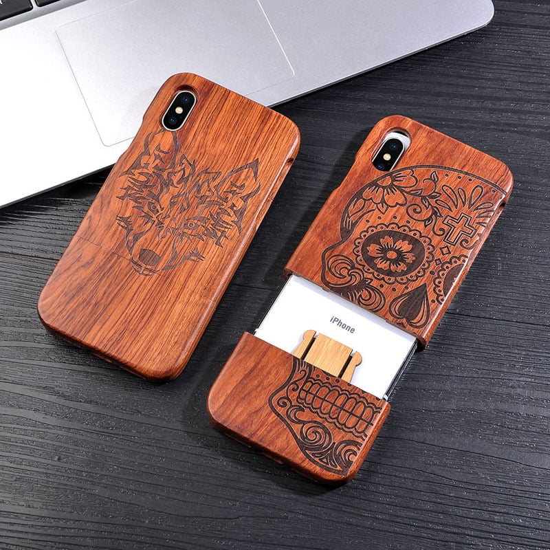 Natural Wood Case For iphone X 8 7 6 6s Plus SE 5 5s Samsung Galaxy Note 8 S6 S7edge S8 S9Plus Cover Retro Embossed Wooden Coque