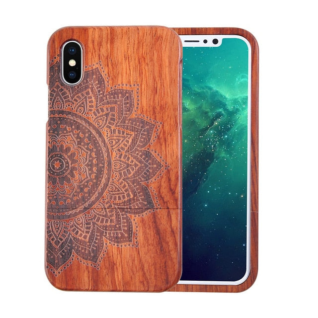 Natural Wood Case For iphone X 8 7 6 6s Plus SE 5 5s Samsung Galaxy Note 8 S6 S7edge S8 S9Plus Cover Retro Embossed Wooden Coque