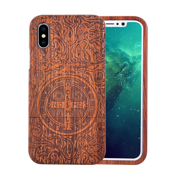 Natural Wood Case For iphone X 8 7 6 6s Plus SE 5 5s Samsung Galaxy Note 8 S6 S7edge S8 S9Plus Cover Retro Embossed Wooden Coque