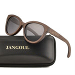 JANGOUL Wood Sunglasses Men Women Cat Eye Bamboo Women For Polarized Mirror Sun Glasses Oculos de sol Masculino Handmade 084