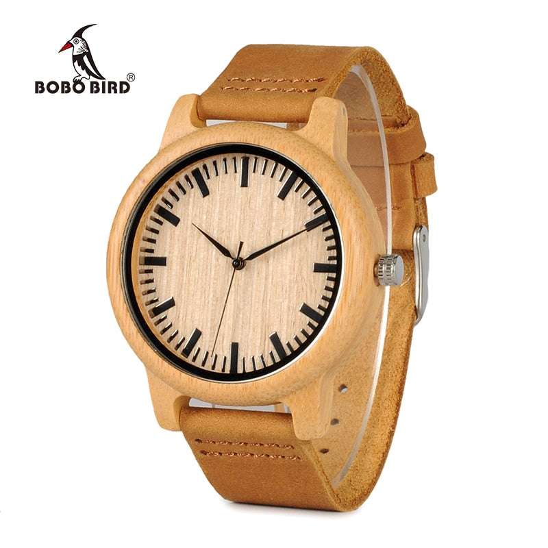 BOBO BIRD Mens Watches Top Brand Luxury Women Watch Wood Bamboo Wristwatches with Leather Strap relogio masculino DROP SHIPPING