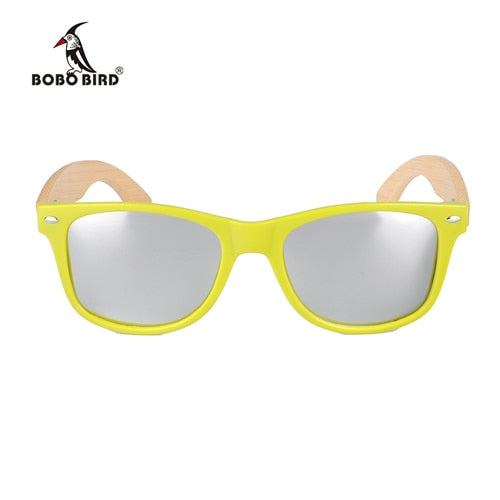 BOBO BIRD Handmade Polarized Sunglasses Women Men With Colorful Lens Transparent Plastic Frame Bamboo Legs Fashion Gifts CG008