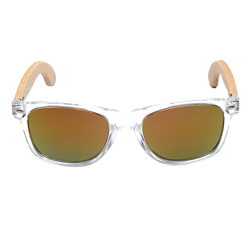BOBO BIRD Handmade Polarized Sunglasses Women Men With Colorful Lens Transparent Plastic Frame Bamboo Legs Fashion Gifts CG008