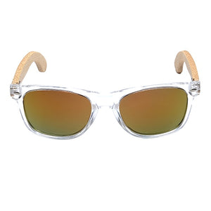 BOBO BIRD Handmade Polarized Sunglasses Women Men With Colorful Lens Transparent Plastic Frame Bamboo Legs Fashion Gifts CG008