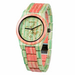 BEWELL Women Men Elegant Colorful Bamboo Wood Watch Waterproof Fashionable Quartz Wrist Watch (with Gift Box)
