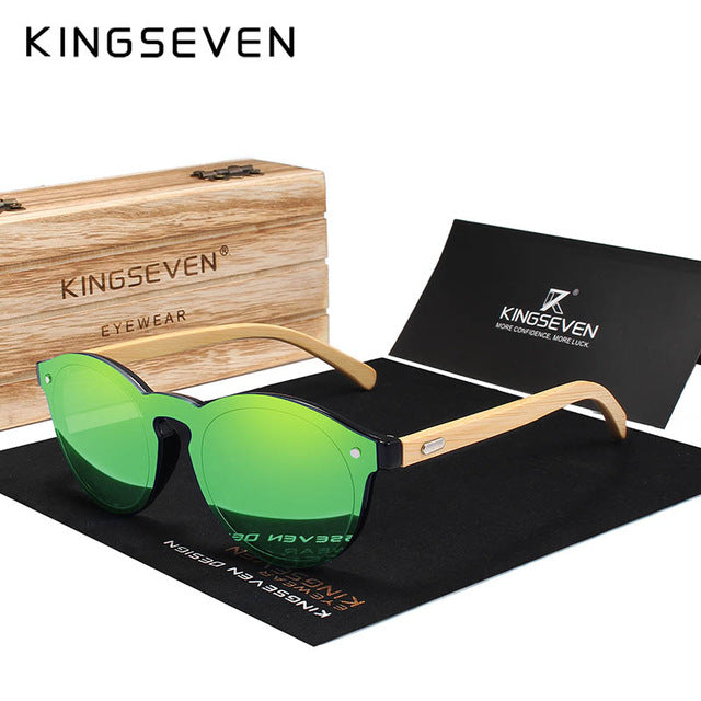 KINGSEVEN Sunglasses Men Bamboo Sun Glasses Women Brand Designer Original Wood Glasses Oculos de sol masculino