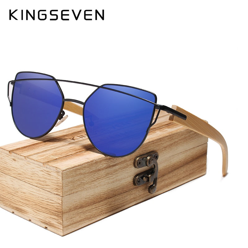 KINGSEVEN Handmade Wood Sunglasses Men Bamboo Sunglass Women Brand Design Original Wood Glasses Oculos de sol masculino