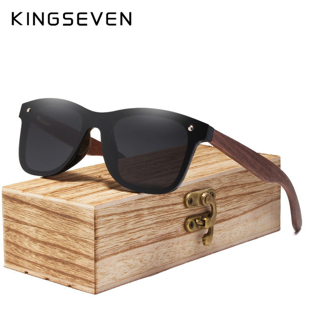 KINGSEVEN 2019 Handmade Polarized Walnut Wood Sunglasses Fashion Men Women Brand Design Colorful Sun Glasses Mirror Shades