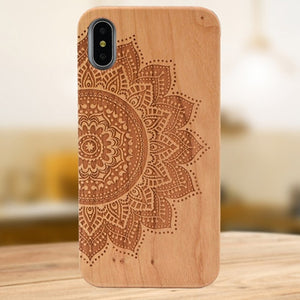 Laser Engraving Real Wood Cell Phone Case for iPhone XS MAX XR 7 8PLUS X Wooden Unique Shock Customized Bamboo Phone Cover Shell