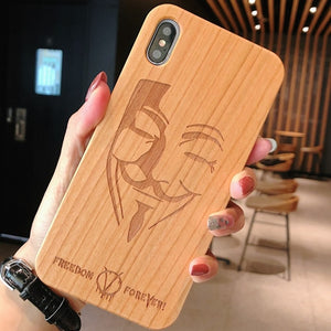 Laser Engraving Real Wood Cell Phone Case for iPhone XS MAX XR 7 8PLUS X Wooden Unique Shock Customized Bamboo Phone Cover Shell