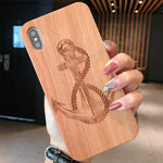Laser Engraving Real Wood Cell Phone Case for iPhone XS MAX XR 7 8PLUS X Wooden Unique Shock Customized Bamboo Phone Cover Shell