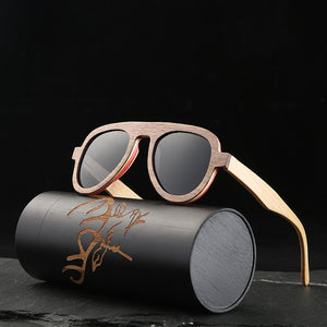 Angcen Vintage Polarized Pilot Sunglasses Men and Women Sun glasses Polarized retro wooden bamboo sunglasses unisex