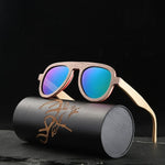 Angcen Vintage Polarized Pilot Sunglasses Men and Women Sun glasses Polarized retro wooden bamboo sunglasses unisex