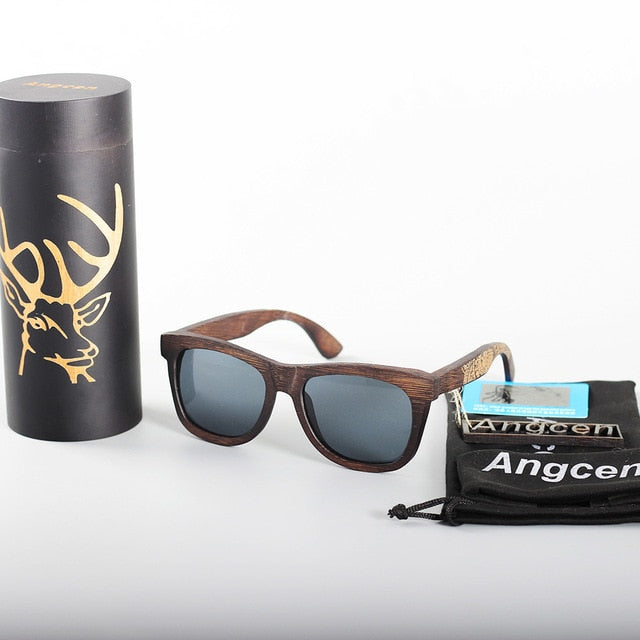 Angcen Unisex Polarized Sunglasses Men Women driving glasses Vintage Retro wood bamboo sunglasses Women Brand designer