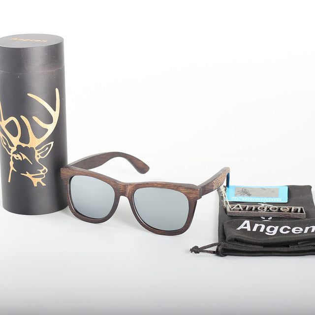 Angcen Unisex Polarized Sunglasses Men Women driving glasses Vintage Retro wood bamboo sunglasses Women Brand designer