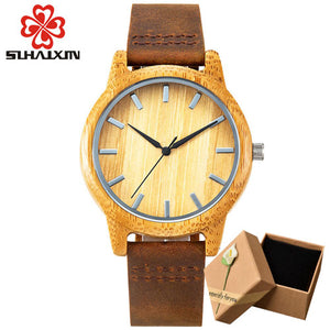 SIHAIXIN Bamboo Wooden Watch Male Top Brand Luxury for Men and Women Leather Strap Relogio Masculino Dropshipping Wood Watches
