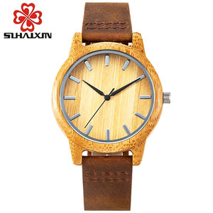 SIHAIXIN Bamboo Wooden Watch Male Top Brand Luxury for Men and Women Leather Strap Relogio Masculino Dropshipping Wood Watches