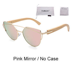 Ralferty Bamboo Sunglasses Women Cat Eye Retro Pink Vintage Sun Glasses UV400 Wood Sunglass 2019 New Quality Eyewear Oculo K1585