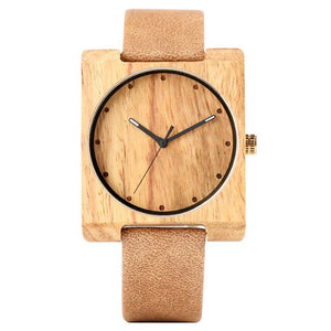 Men's Wooden Watch, Unique Square Dial Simple Design Wooden Watches for Men Women, Eco-friendly Natural Wooden Watch for Love's