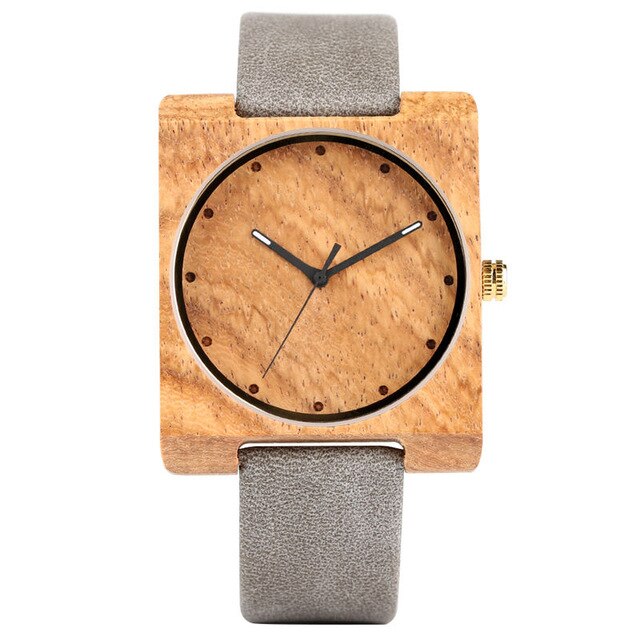 Men's Wooden Watch, Unique Square Dial Simple Design Wooden Watches for Men Women, Eco-friendly Natural Wooden Watch for Love's