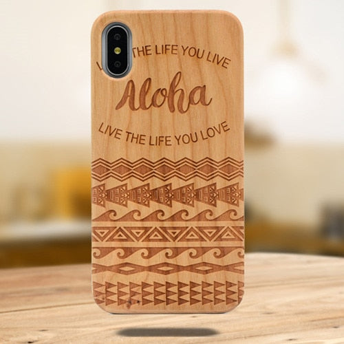 Laser Engraving Real Wood Cell Phone Case for iPhone XS MAX XR 7 8PLUS X Wooden Unique Shock Customized Bamboo Phone Cover Shell